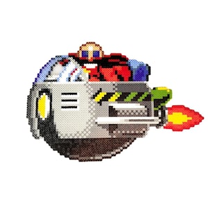 Dr. Robotnik Eggman Perler Bead Art, Sonic the Hedgehog Pixel Sprite from Sega Genesis, Sonic Movie, Gamer Art