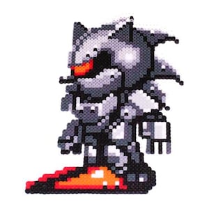 Sonic 2 Mecha Sonic Perler Bead Art, Sonic the Hedgehog Pixel Art, Retro Gaming Decor, Sega Genesis