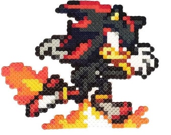 Shadow the Hedgehog Running Perler Sprite, Sonic 3 Movie, Sonic Bead Art, Sonic Fan Gift