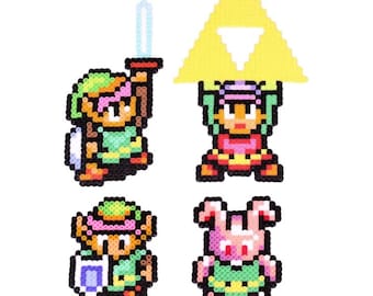 Zelda Link Pixel Bead Art Set | 16-Bit Sprite Master Sword, Triforce, Bunny Link | A Link to the Past Nintendo Decor