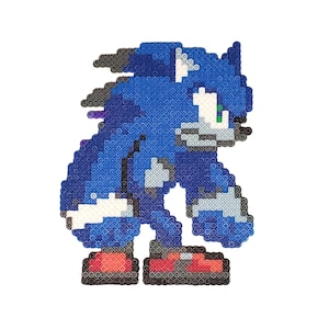 Sonic Unleashed Werehog Perler Bead Design, Sonic the Hedgehog Bead Art, Gaming Decor, Sonic Gift
