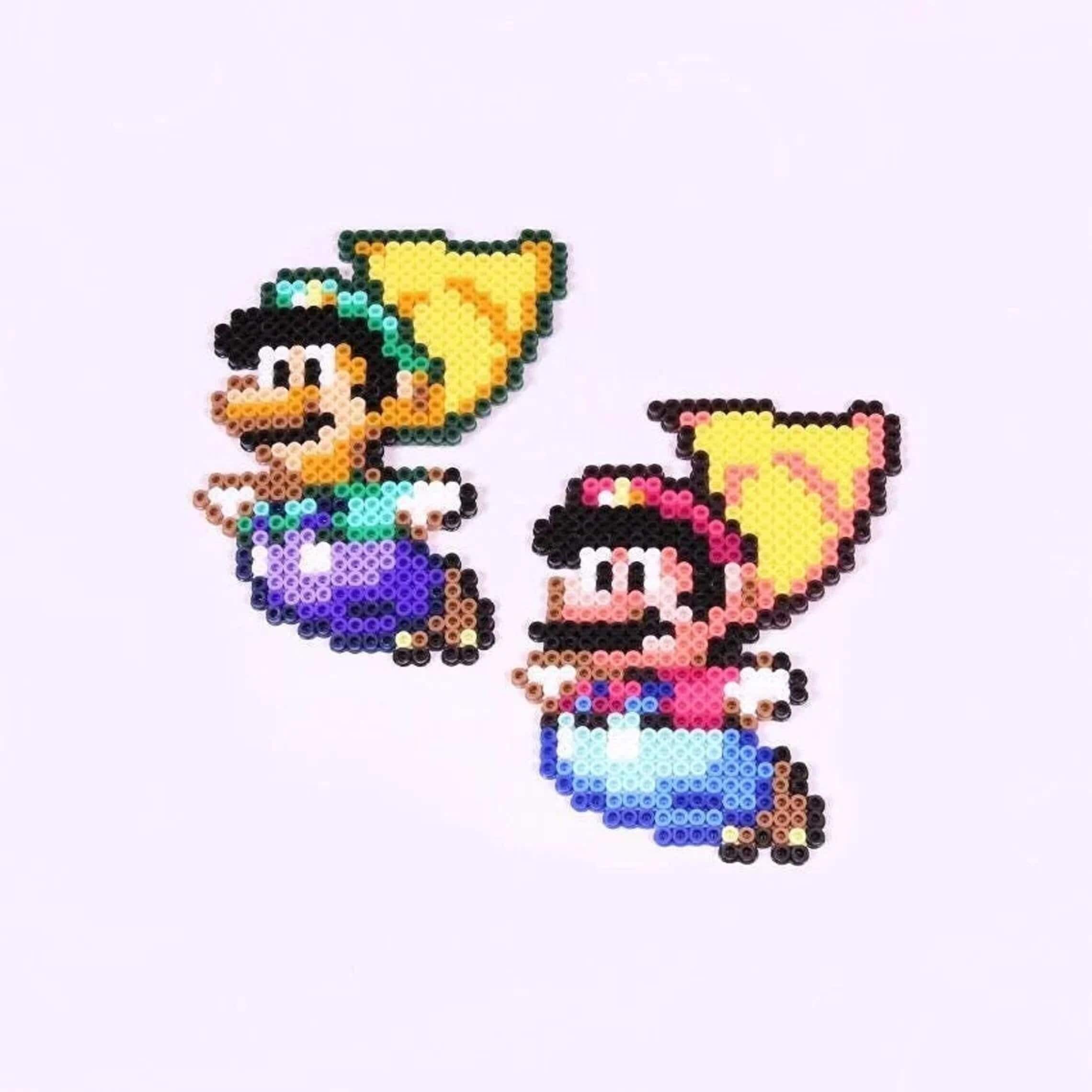 Cape Flying Mario & Luigi Fuse Bead Sprite Set | SNES 16-Bit Pixel