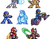Mega Man X Perler Bead Sprite Bundle, X, Zero, Gold Armor, Dr