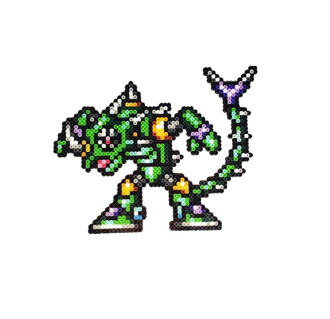 マリオネット　custom order Sting Chameleon Pixel Bead Sprite, Mega Man X SNES Perler Figure