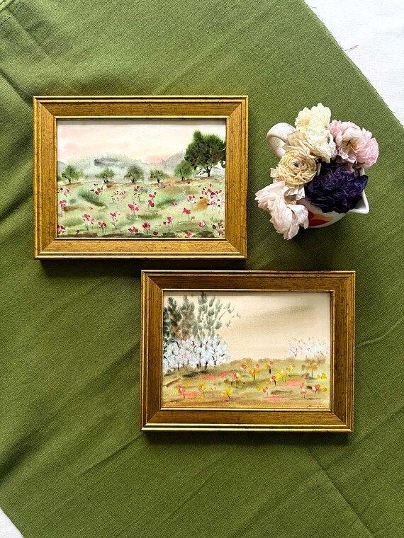 アート・写真 秋の風景 絵画 金色フレーム 風景画 刺繍画 額装済み