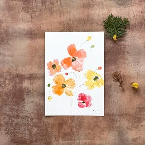 Original Watercolor Poppy Painting