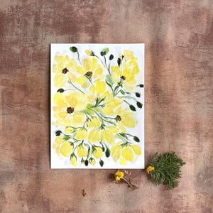 Original Watercolor Yellow Flower Painting