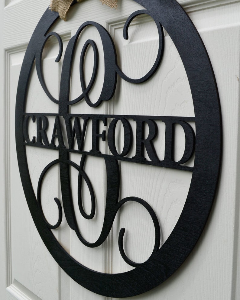 Monogrammed Door Hanger Wood Monogram Family Name Door Etsy