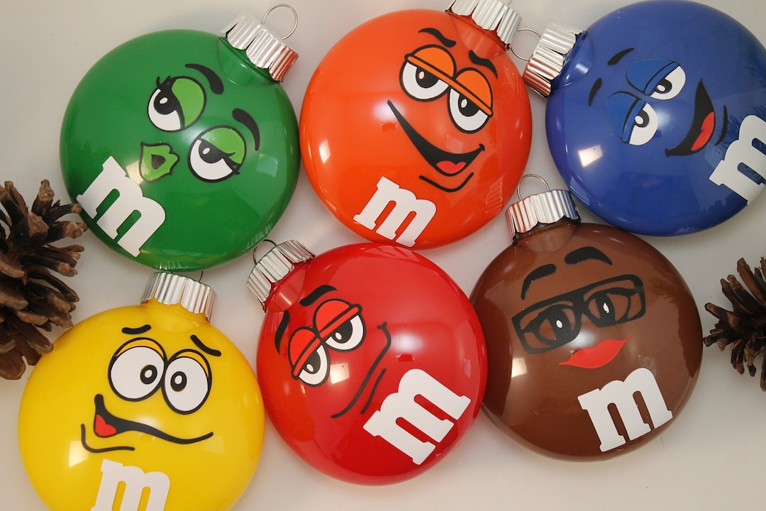 M&M Christmas Ornaments M and M Ornament Set Ornament Etsy