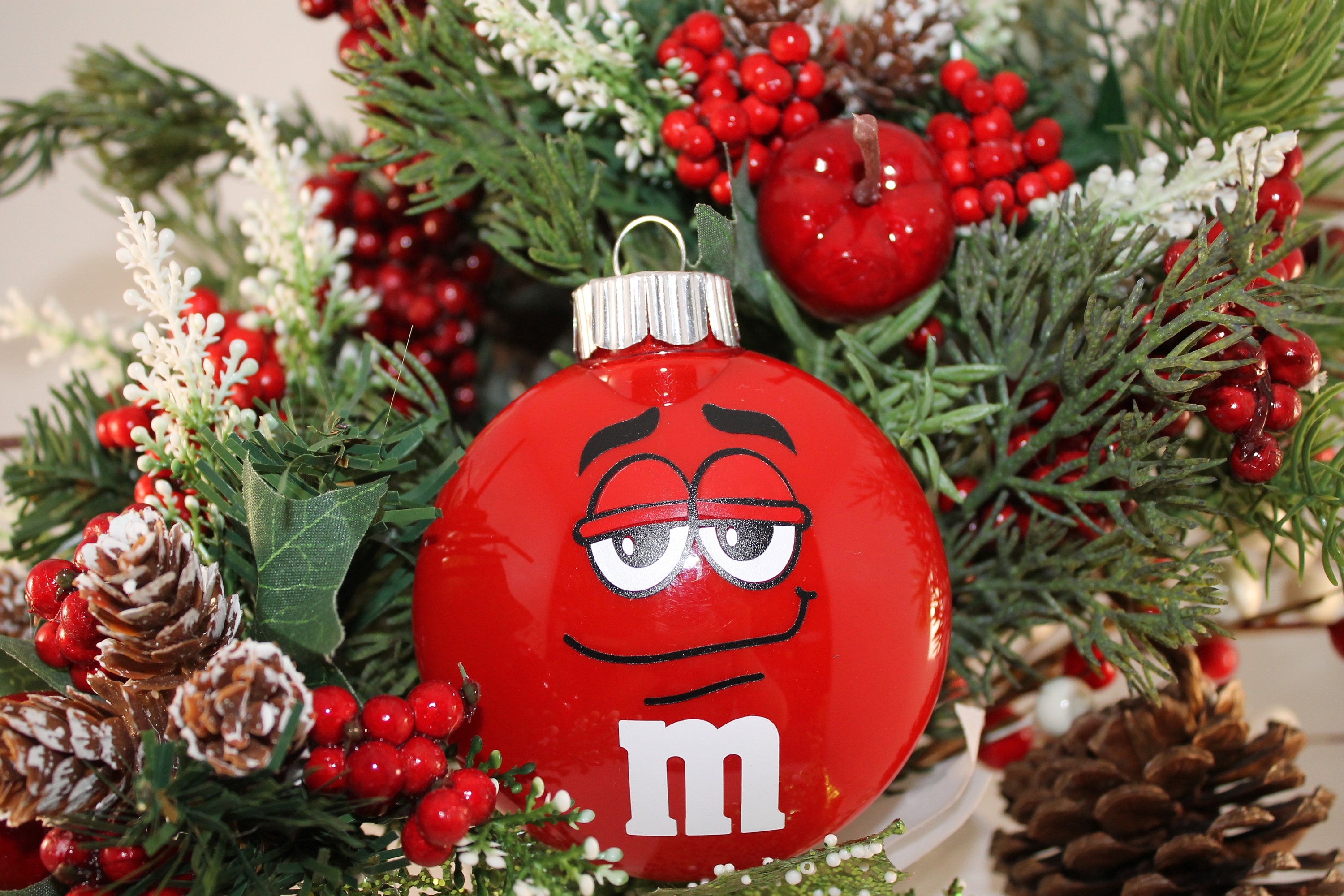 M&M Red Character Hey You 2023 Christmas Ornament - Honateez