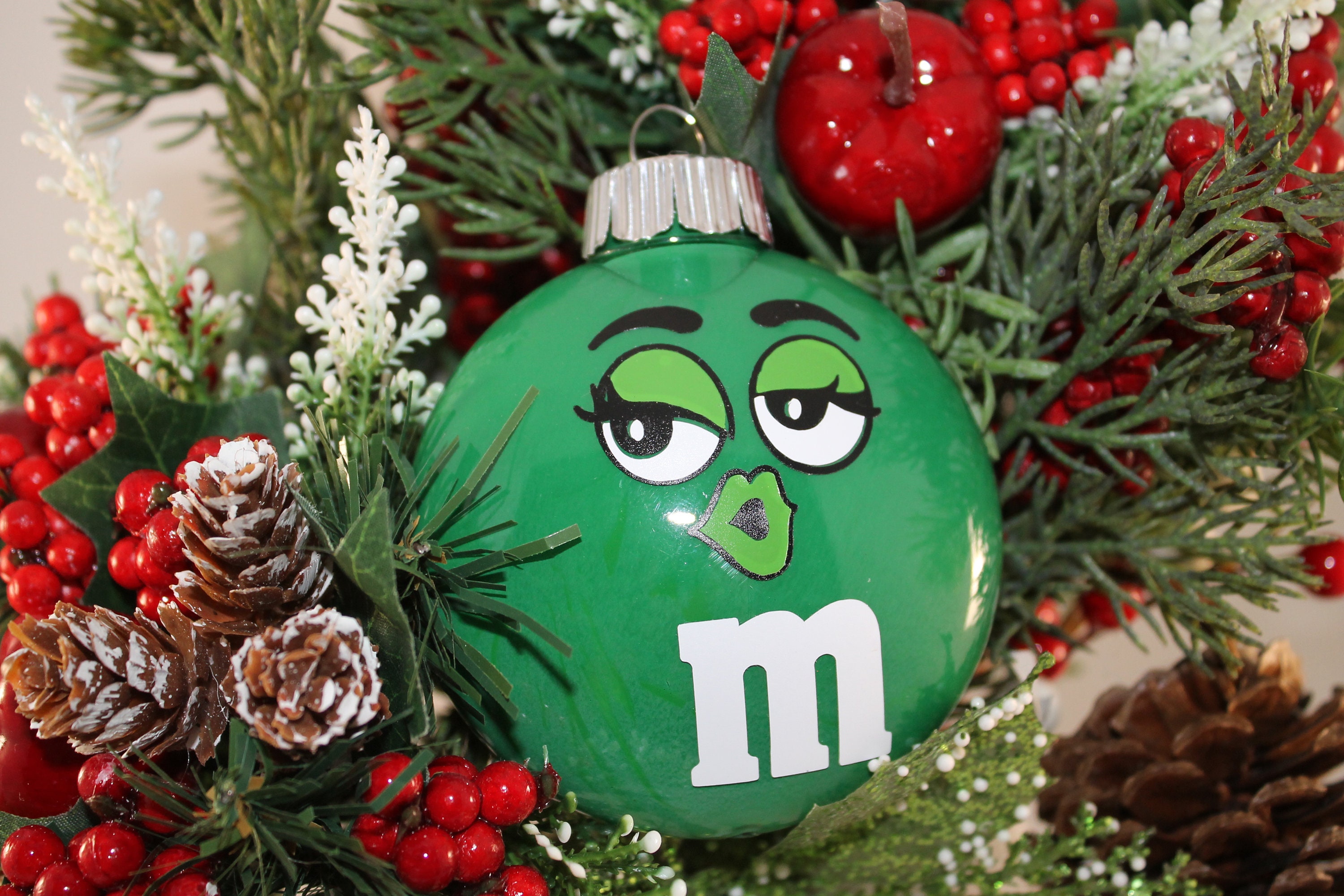 M&M Red Character Hey You 2023 Christmas Ornament - Honateez