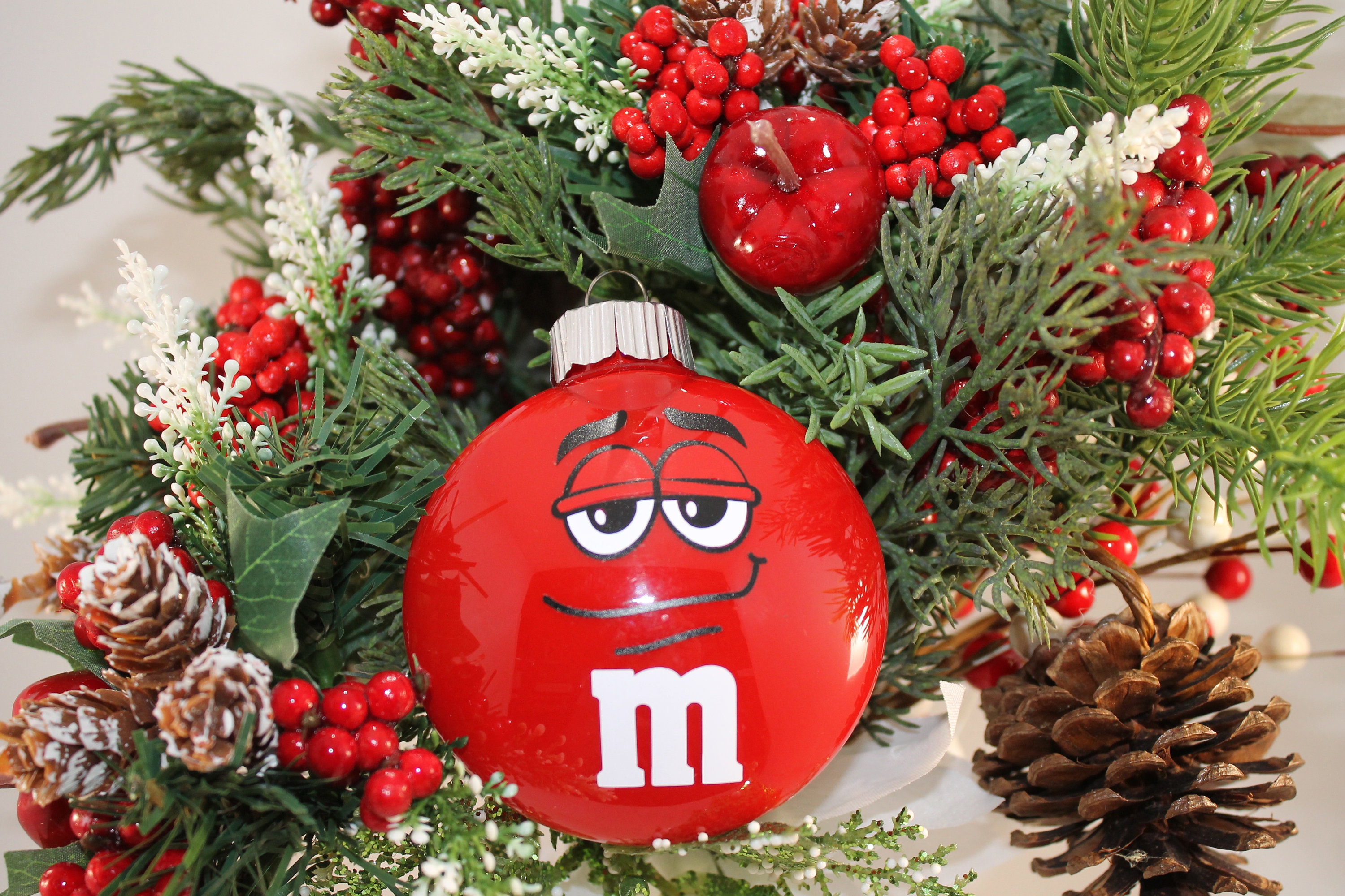 M&M Christmas Ornaments M and M Ornament Set Ornament Etsy