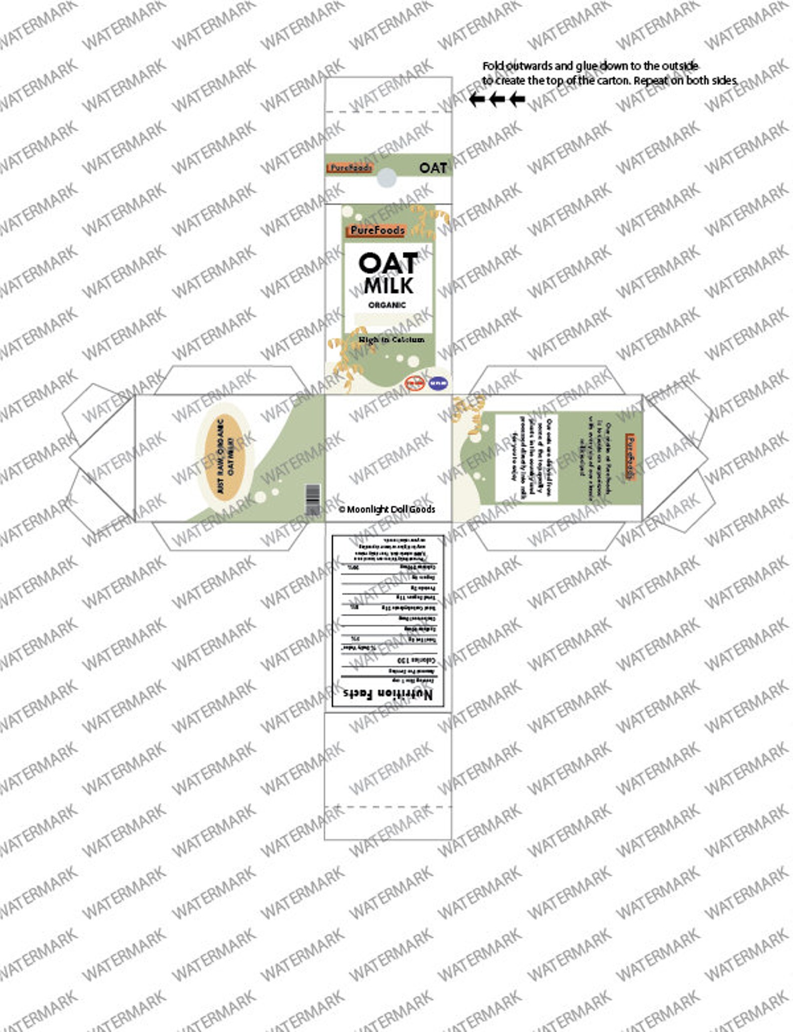 18 Inch Doll Printable Food - Oat Milk Carton for American Girl Doll ...