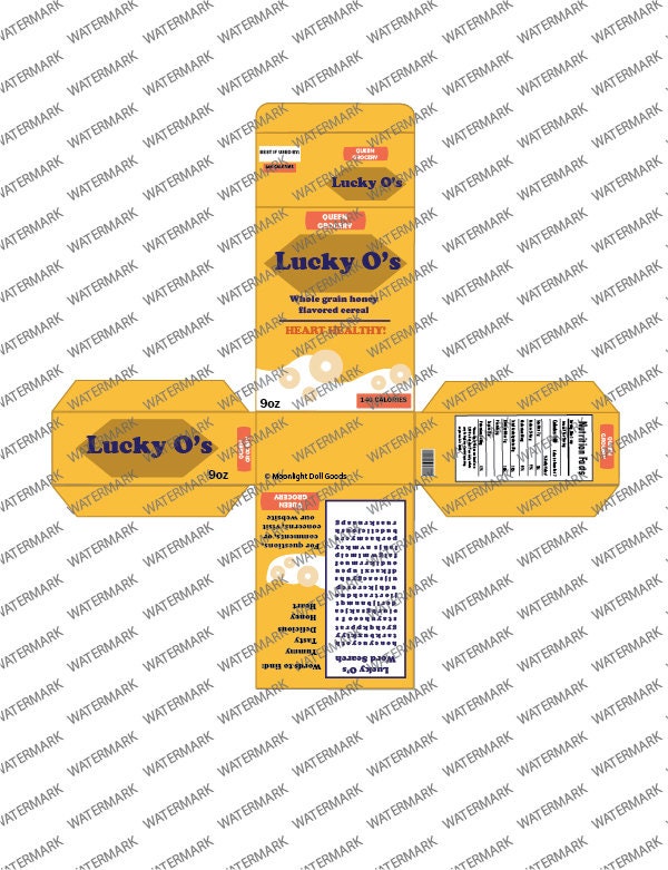 18 Inch Doll Printable Food Lucky O's Cereal Box for American Girl Doll ...