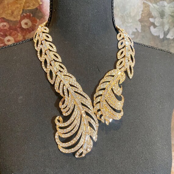 Feather Rhinestone Statement Necklace - image 6