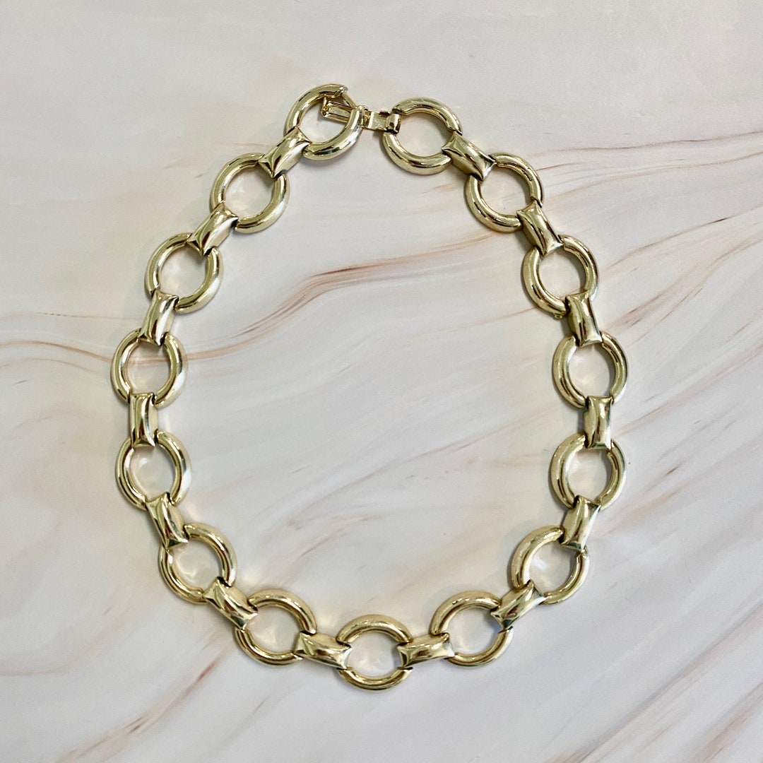 Gold Tone Loop Chain Necklace - Etsy