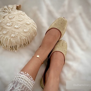 Champagne Dreams | Handmade Champagne Gold Khussas |Punjabi Jutti | Women wedding day shoes | Party Shoes | Gift for her | women slip ons
