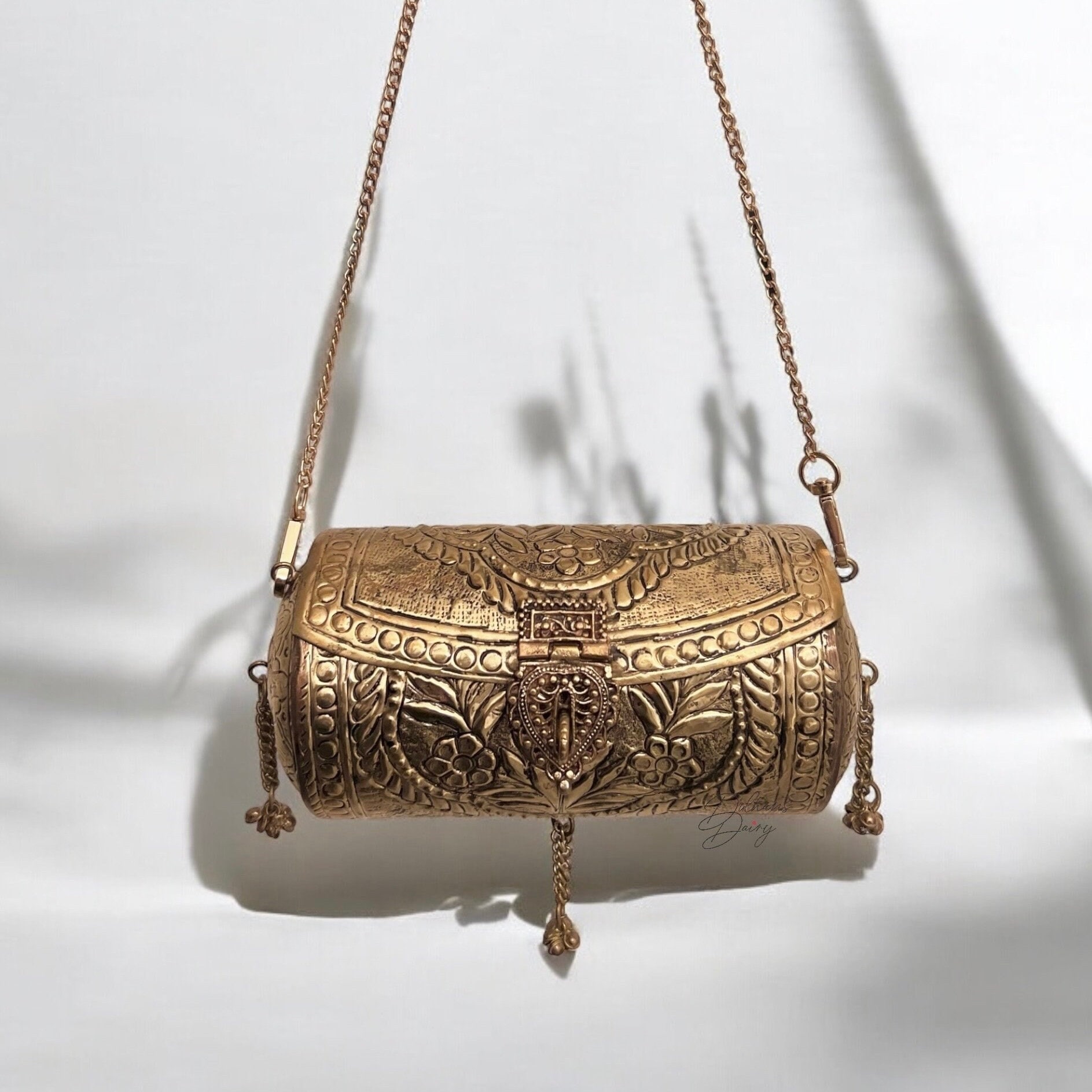 WhisperingMoonClasp | 14K Gold Plated Clutch | Handmade Gold Brass Vintage Style Purse |  Unique Clutch for Wedding | Gold Purse