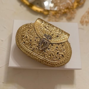 Brass Beauty | Gold Statement Clutch | 14k Gold Plated Pure Brass Clutch | Vintage Style  Clutch for Wedding | Unique Find | Gift for her