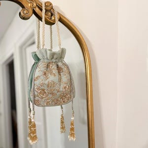 Zardozi Arbeit Braut Potli Tasche | Hochzeitstag Tasche |  Braut Braut | Braut Abendtasche |