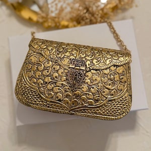 Gold Plated Brass Clutch: Vintage Style Evening Bag