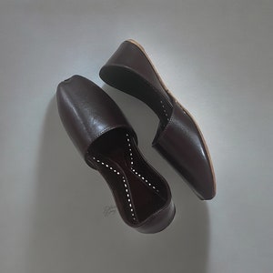 Handmade Dark Brown Leather Loafers: Pakistani Khussa Jutti for Men
