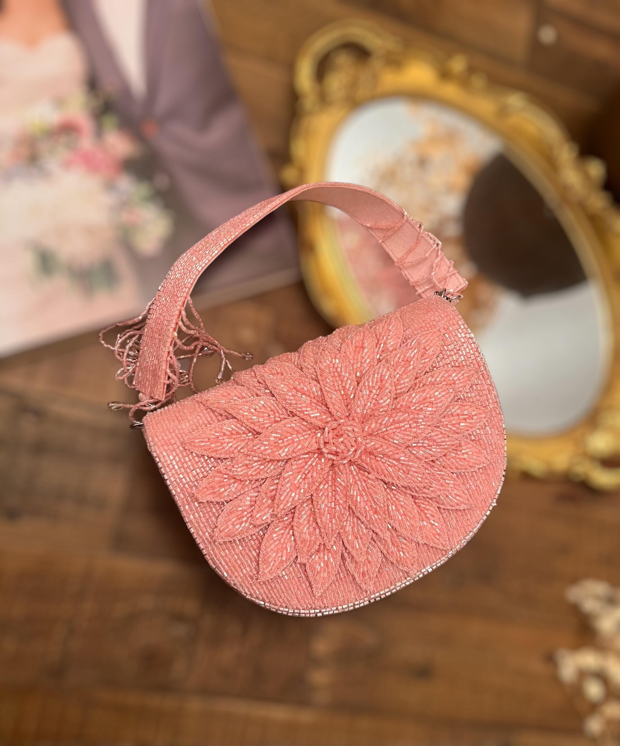 Abendtasche Brauttasche Rosa Mode Blume Rosa Luxus Satin Abschluss