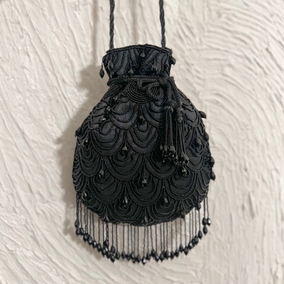 Beaded Potli Bag Black Potli Bag Handmade Evening bag Indian Pakistani handbag Wristlet Bag