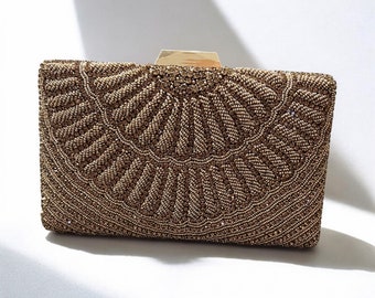 Borsa Clutch Con Strass E Chiusura Floreale In Cristallo, Borsa Da Sera