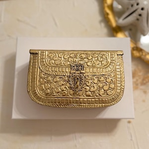 Brass Beauty | Pure Gold Plated Clutch Made With Brass |Indian Handmade Gold Vintage Style Handbag |  Wedding Gift | Gift for her