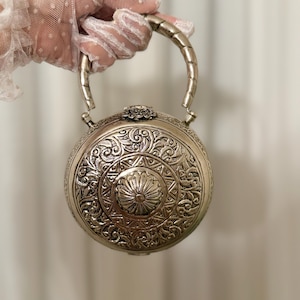 Brass Beauty | Silver Statement Clutch | Top Handle Mini Clutch Made With Pure Brass | Vintage Style Handbag | Gift for her