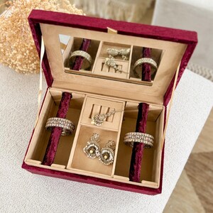 Handmade Maroon Velvet Trousseau Box | Gold Zardozi Embroidery image 5