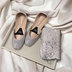 Silver Serenity | Handmade SilverKhussas/Juttis |Punjabi Jutti | Women wedding shoes | Party Shoes | Gift for her | women slip ons