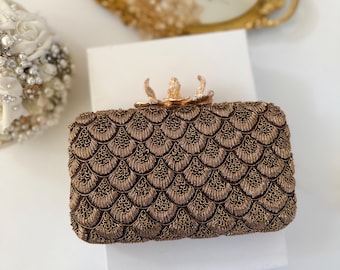 Antique Gold Clutch: Heavy Zardosi Work Evening Bag