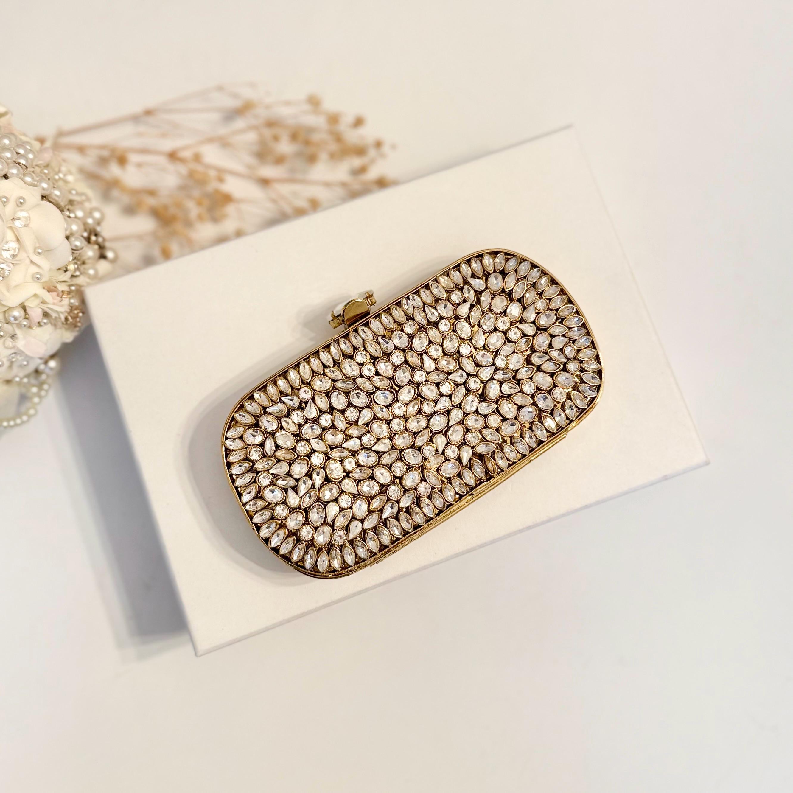 Mini Kundan Clutch in Gold | Wristlet | Evening Bag | Gift for her | Wedding Day clutch | Shoulder Bag | Gift for Bride |