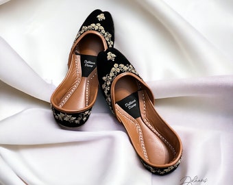 Black Valvet Khussas/Juttis | Zardozi Work Punjabi Jutti | Women wedding shoes | Party Shoes