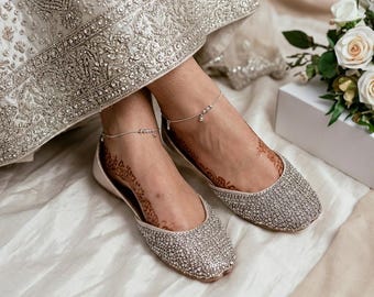Kristall Braut Khussa Jutti: Handgemachte pakistanische Hochzeitsschuhe