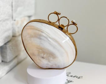 Natural Seashell Minaudiere Clutch | Beach Wedding Bridal Purse