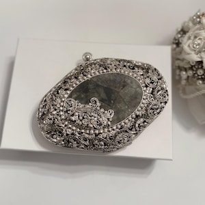 Bolso de mano con piedra preciosa de labradorita natural / Plata / Bolso de mano azul gay / Regalo único / Regalo para amigo / Regalo para esposa