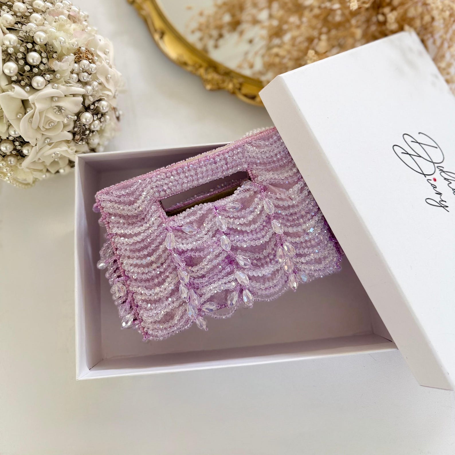 Purple clutches and evening bags - mini lilac crystal evening bag