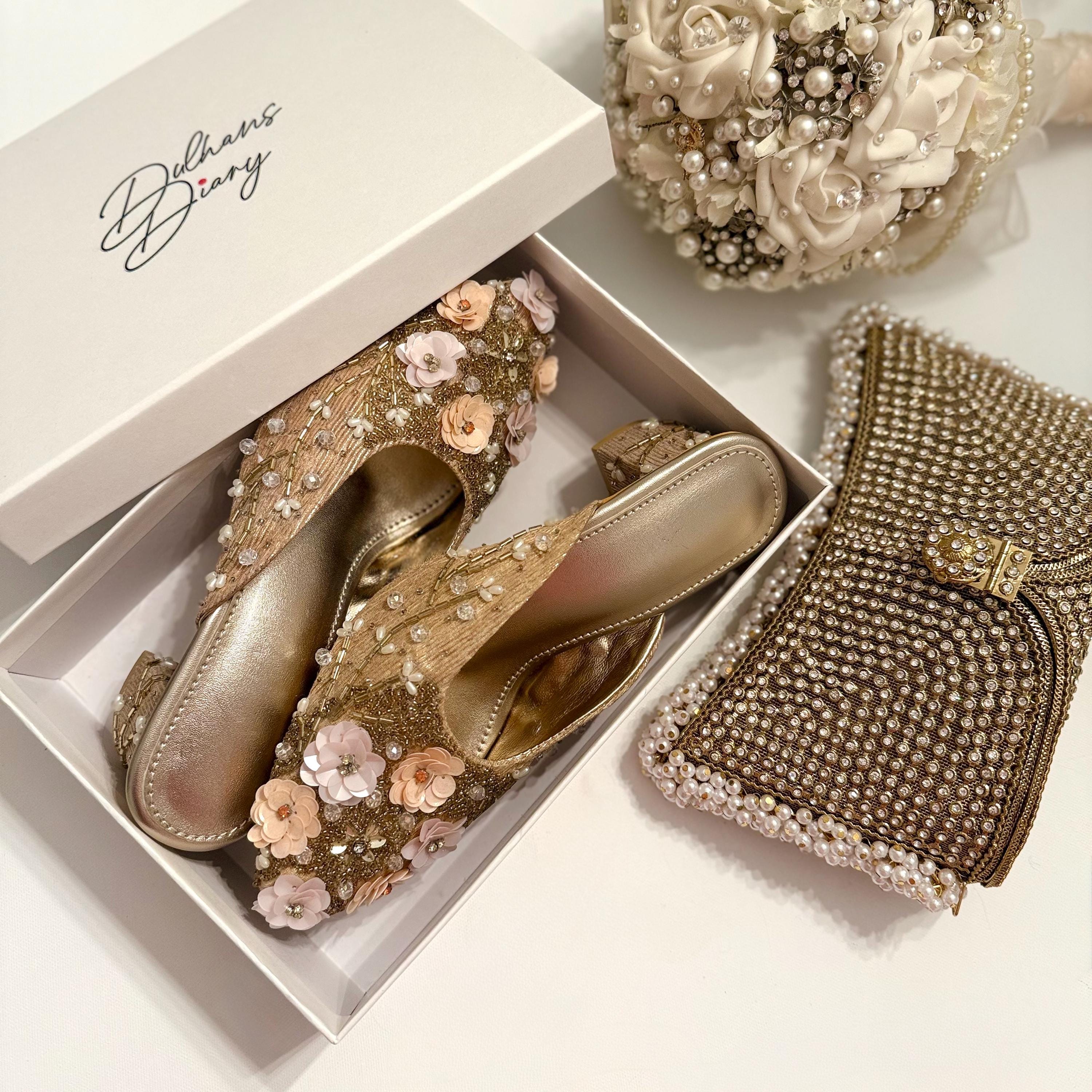 Gold Asian Wedding Shoes Uk Indian Heels