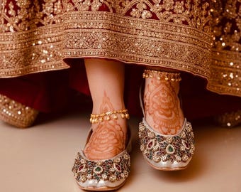 Handmade Kundan Bridal Khussa Jutti: Pakistani Indian Wedding Shoes
