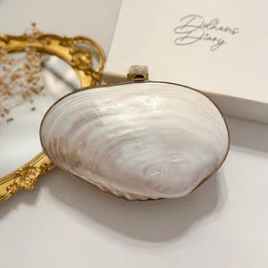 Natural Shell Clutch | Gold Bridal Statement Clutch for Beach Wedding | Shoulder Bag | Gift for her | Unique Gift Idea |