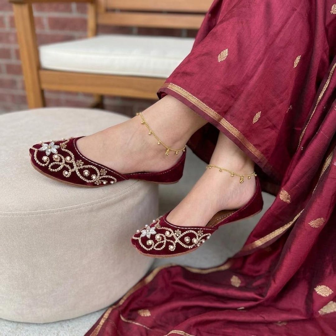 Chaussures Plates Jutti Traditionnelles Indiennes/pakistanaises Multicolores - Modèle Femme Coloré