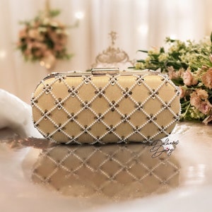 Clutch de cuentas beige / Clutch de boda con cuentas / Clutch de pulsera hecho a mano / Clutch de cuentas / Clutch de noche