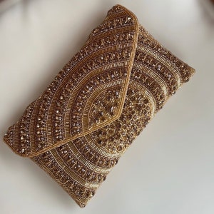 Clutch dorado / Bolso de mano de noche para novia en dorado / oro rosa / bronce / Regalo para ella