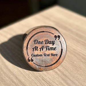 Sobriety Milestone Personalized Engraved Chip Holder Sober Birthday Medallion AA NA Token Coin Chip Gift for Him or Her Recovery Wood Box