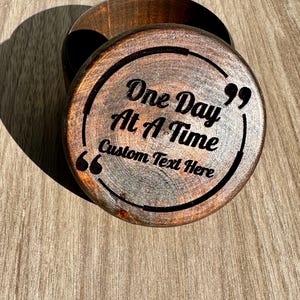 Sobriety Milestone Personalized Engraved Chip Holder Sober Birthday Medallion AA NA Token Coin Chip Gift for Him or Her Recovery Wood Box