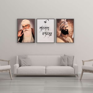 3 PC Wall Art | Guru Gobind Singh Ji | Guru Nanak Dev Ji | Sikh Art Printable| Digital Wall Art | Sikh Printable Home Décor Printable