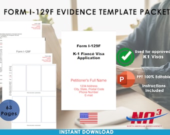 K-1 Fiancé Visa Evidence Packet Template | Editable PowerPoint (I-129F USCIS)